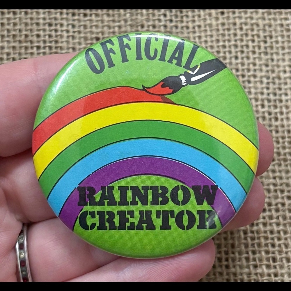 Vintage Official Rainbow Creator Round Button Pinback Pin LGBTQ Pride Colorful
